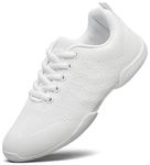 FUQIAO Girls White Cheerleading Shoes Lightweight Competition Sneakers Women Indoor Cheer Dance Shoe White 12 Little Kid