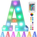 Pooqla Colorful LED Marquee Letter Lights with Remote – Light Up Marquee Signs – Party Bar Letters with Lights Decorations for The Home - Multicolor A