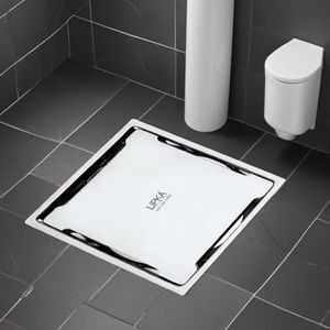 LIPKA Yellow Exclusive Square Flat Cut Floor Drain | 5 x 5 Inches | 304-Grade Stainless Steel Floor Trap with Matte Finish | Drain Jali for Bathrooms with Cockroach Trap