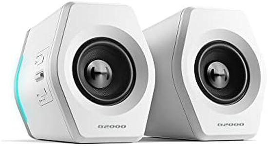 Edifier G2000 32W PC Computer Speakers for Gaming Desktop PC Laptop Mac Computer Woofer Speakers Bluetooth USB 3.5mm AUX Inputs RGB Lights Multimedia Speakers - White