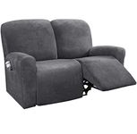 ADAFA Recliner Sofa Cover 2/3 Seater Thick Suede All-inclusive Chair Stretch Waterproof Non-slip Slipcover Dustproof Massage Sofa Seat Protector,Grey,2 Seater