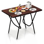 Dazel Home Multi-Purpose Foldable Portable 2 Seater Dining Table - Engineered Plywood Top, Powder Coated Finish (Brown)