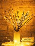 AIDOLLARS 2 Pcs Lighted Branches for Vases, Branch Lights, Outdoor Twig Lights Sticks, Magical Lighted Up Willow Birch Branches Electric Battery Operated Floor, Warm White Light,