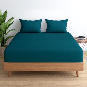 Wakefit Waterproof Bamboo Mattress Protector | Anti-Bacterial Bed Cover, Hypoallergenic, Ultra Soft Fitted Cover - Teal (75x72 Inch) - King