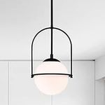 Black Pendant Light Fixtures Cream White Glass Pendant Light 1-Light Globe Pendant Light Modern Pendant Lights Kitchen Island Mid Century Modern Chandelier