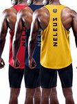 NELEUS Men's 3 Pack Dry Fit Y-Back Muscle Tank Top, 5031# 3 Pack: Red,yellow,navy, Large