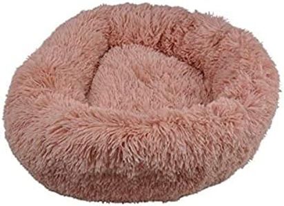 Floofi Cat Dog Bed, Calming Comfortable Donut Cuddler Round Dog Cat Bed, Cat Cushion Bed Ultra Soft Washable Pet Bed, Anti-Skid Bottom Round Plush Bed for Cats and Small Dogs (60cm, Rose Gold)