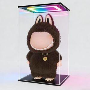 Sheenory Clear Acrylic Display Case with RGB LED Light for Zimomo,LEGO 21335 76437 43263, Clear Dustproof Showcase Display Box for labubu & Large Collectibles - 13.8 x 11.8 x 23.6 Inches(35x30x60cm)
