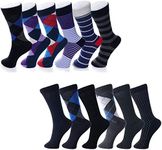 Alpine Swiss Mens Cotton 12 Pack Dress Socks Solid Ribbed Argyle Shoe Size 6-12
