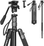 SmallRig 72" Video Tripod Monopod with Fluid Head, Aluminum Camera Tripod, 360° Panorama Ball Head for Travel, Video, Live Streaming, Vlogging, Adjustable Height from 42cm to 185cm- 3760