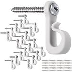 SELEWARE 20PCS Q-Hanger, Home Christmas Lights Hanger Hooks with Phillips Screw for Garage New Year Party Outdoor Easy Release Wire and Fairy Led Lights, Wall Hooks Gray-White