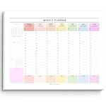 Weekly Hourly Planner Notepad, Daily Planner Desk Pad, Weekly Schedule, To Do List Note Pad, ADHD Planner | 50 Undated Tear Away Sheets | A4 (Rainbow)