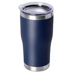 DOMICARE 20oz Tumbler with Lid Stainless Steel Tumblers Bulk, Double Wall Vacuum Insulated Coffee Travel Mug Powder Coated Tumbler, Navy