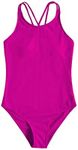 Milumia Girl's One Piece Swimsuit Cute Tie Dye Criss Cross Bathing Suit Swimwear Hot Pink 9 Years