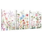 SUMGAR Flowers Wall Art Colorful Floral Artwork Romantic Blossom Paintings Plant Pictures Canvas Prints for Women's Girl's Bedroom Living Room Bathroom Gift 30x40cm Set of 3