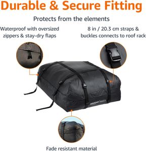 Amazon Basics Rooftop Cargo Carrier Bag, Black, 424L, 15 cu ft