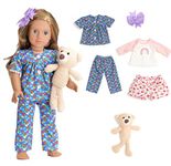 sweet dolly 18 Inches Doll Clothes Accesories 2 Sets of Pajamas & Teddy Bear For 18 inch Dolls