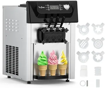 PioneerWorks Commercial Ice Cream Maker,2200W, 5.3 to 7.4 Gal/Hour, 3 Flavors Commercial Soft Ice Cream Machine with LED Display, Perfect for Restaurants Snack Bar