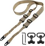 Feyachi L46 Two Points Rifle Sling with Mlok QD Sling Mount, Length Adjustable Gun Sling with Larger Metal Hooks (Khaki)