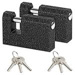Kurtzy 2 Pack of Heavy Duty Padlocks with Keys - 8mm Thick Shackle - Cast Iron Hardware Monoblock Lock - Protect Garage Door, Containers, Sheds, Shutters, Lockers, Gates and Warehouses