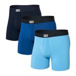 SAXX Underwear Co. Men's Vibe Super Soft Boxer Brief 3Pk, Navy/City Blue/Heritage, Large