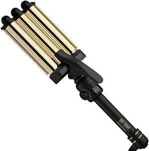 Hot Tools Pro Artist 24K Gold Digital 3 Barrel Hair Waver | Long Lasting Defined Waves (Jumbo Size)