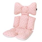 Baby Stroller Cushion Baby Pushchair Seat Liners Pram Liner Universal Cotton Baby Stroller Seat Liner Soft and Breathable 3D Air Mesh Cotton (Pink Cross)