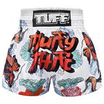 Tuff Boxing Sport Muay Thai Shorts Trunks Kick Martial Arts Training Gym Clothing, Tuf-ms638-wht, Large