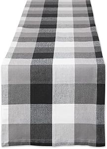 DII Tri-Color Check Collection 100% Cotton Tabletop, Table Runner, 14x108, Black