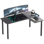 EUREKA ERGONOMIC Wood Multi-Functional L Shaped Study, Writing, Gaming Computer Right Side Corner Desk 60 inch with Mousepad, for Home, Office (Black)