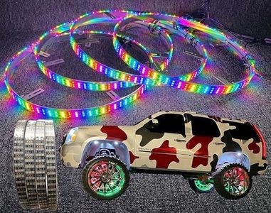 Ydzwavui 17.5" LED Wheel Lights - Triple Row RGB + White + Dream Color Chasing Flow, Bluetooth + Remote | for Car, Truck, SUV, Pickup, Off-Road