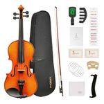 PHOENIX Violin 4/4 Full Size Kit, Violin Fiddle Set for Beginner Adults Student with Rosewood Bow, Extra Strings & Bridge, 2 Rosins, Tuner, Case, Mute, Fingerboard Stickers, Shoulder Rest (Glossy)