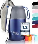 Milu® Thermo Food Flask - 300, 440, 450, 650, 800ml - Stainless Steel Insulated Container - Lunchbox - Jar with Spoon for hot and Cold Food (Navyblue, 450ml)