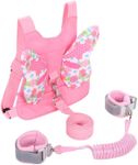 PandaEar Toddler Leash Harness and Anti Lost Wrist Link, 3 in 1 Kids Safety Harnesses with Leash, Child Anti-Lost Leash Walking Wristband Assistant Strap Belt for Baby Girls -Pink