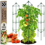 K-Brands Tomato Cage (173 cm, Set of 3) - Extra Tall Climbing Plant Stakes Support Cages Trellis for Garden and Pots