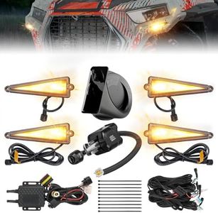 KEMIMOTO UTV Triangle Turn Signal Kit with Lever, 110D Horn, Pre-Wired, Plug and Play UTV ATV Blinker with Column Switch, Universal Street Legal Kit Compatible with Polaris, Can-Am, Kawasaki, CFMOTO