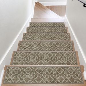COSY HOMEER Stair Treads for Wooden Steps Indoor, Non-Slip Carpet Stair Runners with TPE Backing, Soft Peel & Stick Stair Treads for Kids, Elders, and Pets (15pc, Brown)