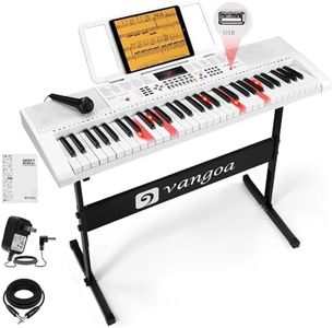 Vangoa White Electric Piano Keyboard 61 Light Up Key with Stand