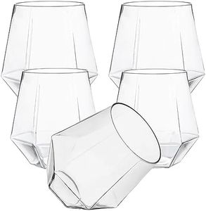 40 count Diamond Unbreakable Stemless Plastic Wine Champagne Whiskey Glasses Elegant Durable Disposable Indoor Outdoor Ideal for Home, Office, Bars, Wedding, 12 Ounce Cups (Clear)