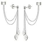 Via Mazzini No-Tarnish No-Fading Chains Medley Leaves Ear Cuff Earrings For Women And Girls (ER2069) 1 Pair