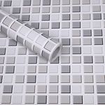 Hode Self Adhesive Wallpaper Grey Mosaic 40X300cm, Grey Sticky Back Plastic Roll, Self Adhesive Vinyl Wrap Wall Tiles Stickers for Kitchen Bathroom Backsplash Countertop Waterproof