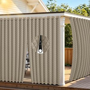 ROFASVCO Outdoor Curtains for Patio with Zipper Blackout Gazebo Curtains