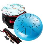 Javik Steel Tongue Drum 6 Inch 8 Notes - C Major Handpan Steel Drums Musical Instruments - Meditation Drum Set Hand Percussion with Bag Music Book Mallets for Adults Kids Beginner (Blue)