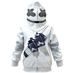 Boys' Smile Face Mask Hoodie Kids Fashion DJ 3D Long Sleeve Jumper Cosplay Jacket (Zipper, 160)