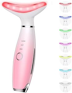 Dopsikn 7 Color Galvanic Machines - Red Light Therapy for Face and Neck, Face Massager Tool for Wrinkles, Double Chin, Vibrating Facial Massager with Thermals, Pink