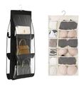 FAB ELLITE Double Sided 30 Pockets Clear Hanging Bag Socks Bra Underwear Rack Hanger Storage Organizer Wall Hanging Closet Shelves Storage Pockets Non Woven Matrial (PURSE + HANGER)