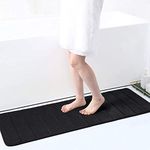 smiry Memory Foam Bath Mat, 40 x 120 cm, Extra Soft Non-Slip Bathroom Mat Runner, Super Absorbent Long Bath Mats for Bathroom Floor Machine-Washable Dry Bath Rug Foot Mat, Black