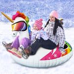 Unicorn 60" Inflatable Snow Tube - Heavy Duty Snow Sled for Kids Adults, Thickened Hard Bottom Snow Sleds for Winter Fun with Handle and Repair Kit, Family Activities Outdoor Sports Toy for Boys Girls