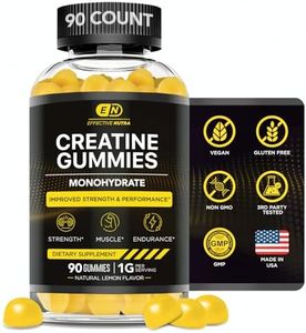 EFFECTIVE NUTRA Creatine Monohydrate Gummies | 1g Per Gummy | Vegan Creatine Gummies Supplement for Men & Women | Strength, Muscle Growth, Energy, Endurance | Natural Lemon Flavor, Made in USA (90ct)