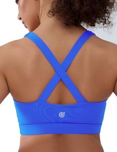 Cordaw Pickleball Sports Bras for Women High Support, Molded Cup Crisscross Back High Impact Workout Yoga Bra Electric Blue XXL